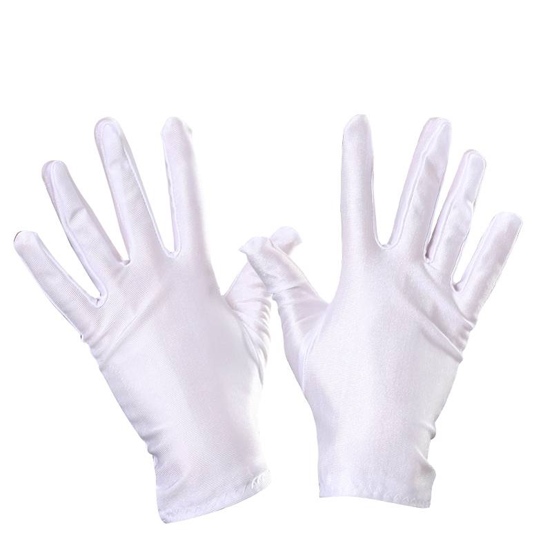 Summer gloves thin sunscreen ice silk spring and autumn driving jewelry dance black and white elastic men and women's work etiquette