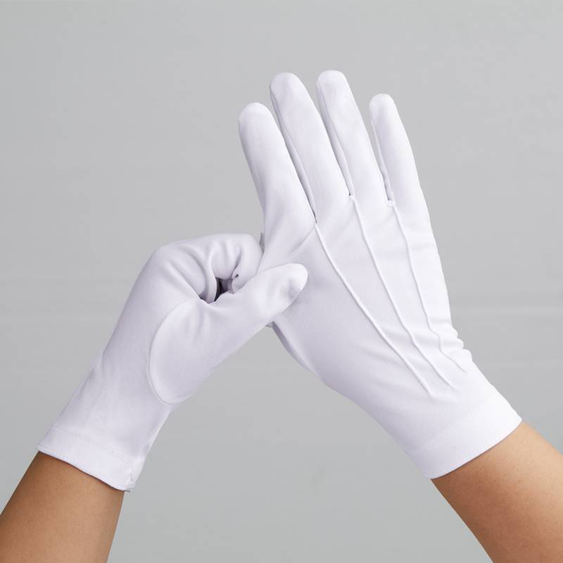 White belt buckle brigade white gloves thickened back three -tear etiquette polyester doors guards, play plate jewelry driver security