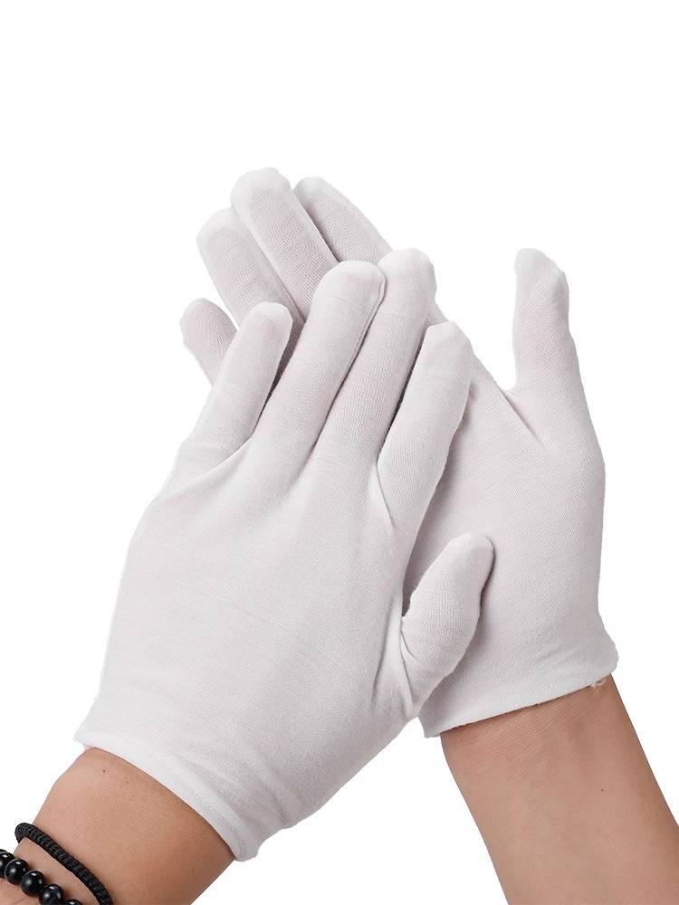 White gloves pure cotton etiquette thin text play Panzhu cloth men and women work labor insurance wear -resistant driving summer sweat cloth absorption