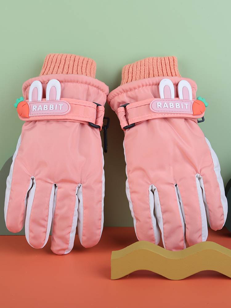3-17-year-old children, big children with thick cold prevention, water, windproof, anti-skid, warm ski, play snow cotton gloves winter
