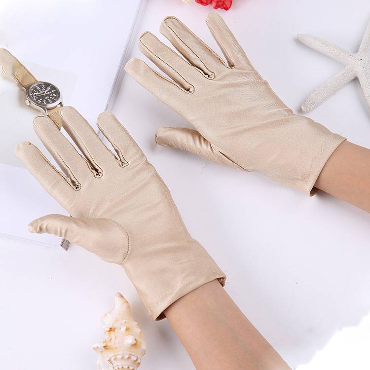 Plathical amino spandex men's black and white etiquette sunscreen gloves dance plate pearls riding driving spring, autumn and summer thin