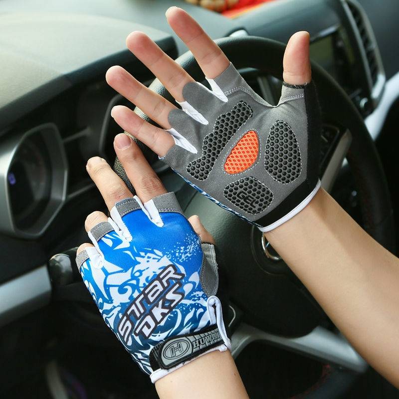 Semi -finger glove men and women riding sunscreen thin fitness fitness equipment Outdoor sports hiking non -slip semi -cut fishing gloves