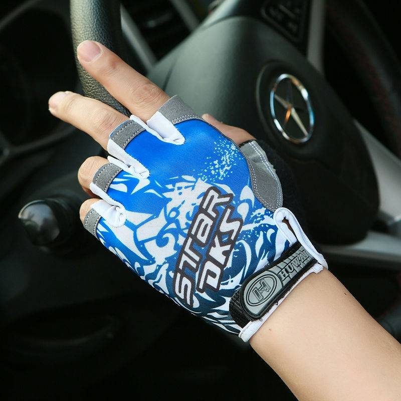 Semi -finger glove men and women riding sunscreen thin fitness fitness equipment Outdoor sports hiking non -slip semi -cut fishing gloves