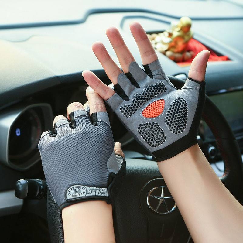 Semi -finger glove men and women riding sunscreen thin fitness fitness equipment Outdoor sports hiking non -slip semi -cut fishing gloves
