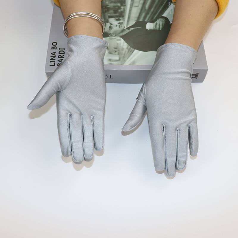 Spandex gloves spring and summer men and women white etiquette thin short elastic glove dance tight black gloves autumn gloves