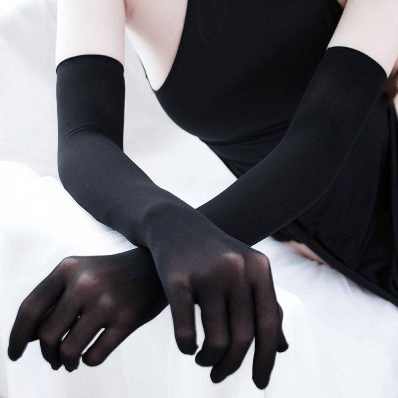 Japanese white silk gloves cosplay anime exhibition sunscreen thin five fingers seamless anti -hook silk velvet etiquette