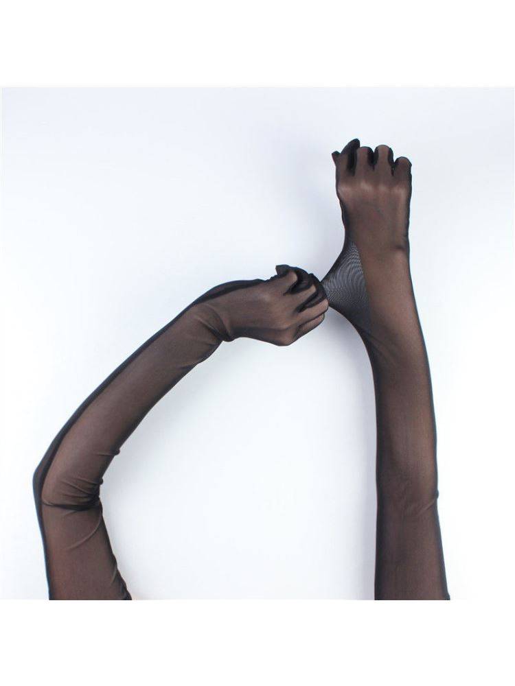Stockings gloves, plane gloves, five finger stockings, stockings, stockings gloves, gloves oily black silk glove bar