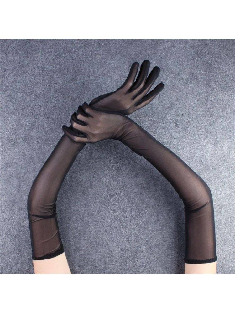 Stockings gloves, plane gloves, five finger stockings, stockings, stockings gloves, gloves oily black silk glove bar