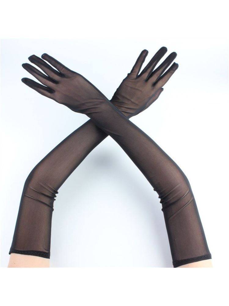 Stockings gloves, plane gloves, five finger stockings, stockings, stockings gloves, gloves oily black silk glove bar