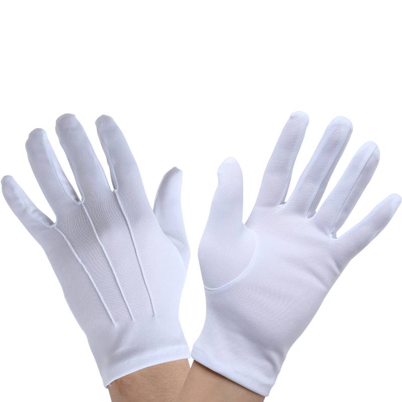 Nylon three -tear polyester white gloves with etiquette fastening performance security driver Wenwan work labor security inspection short thin models