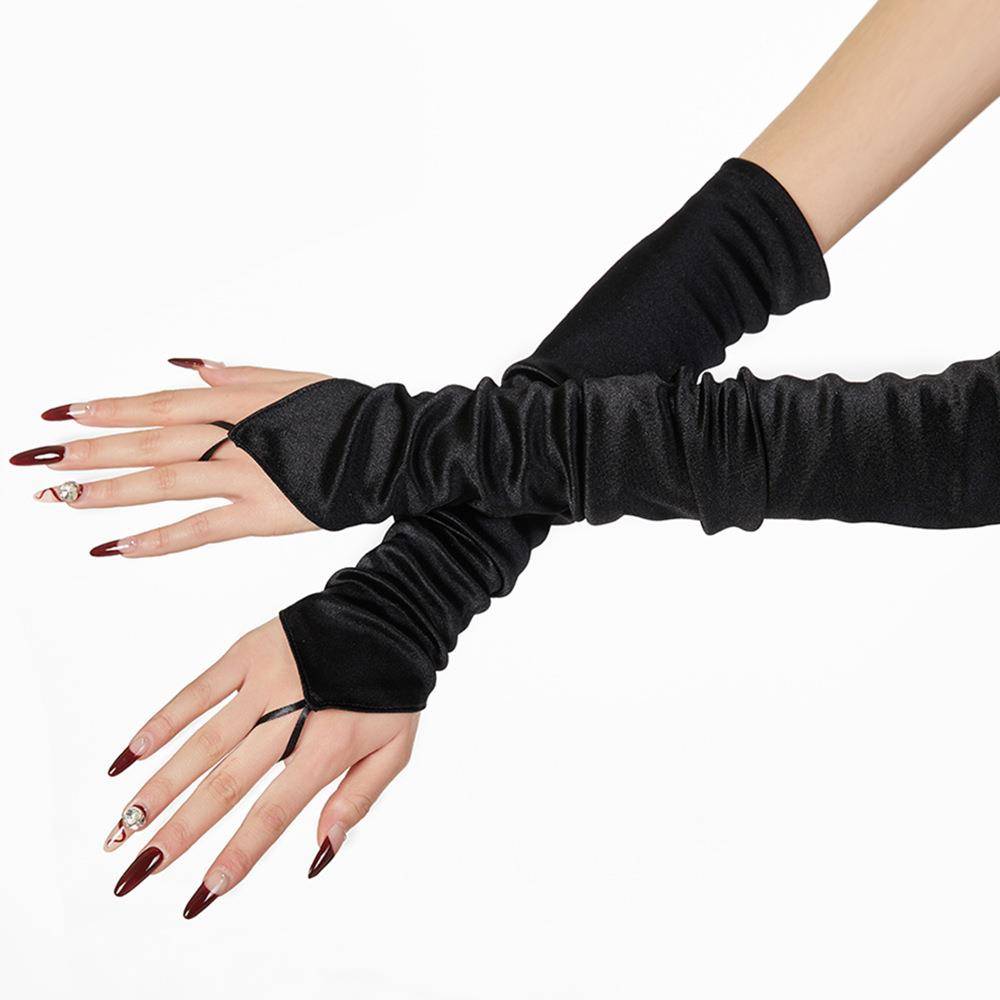 Retro European and American satin hook refers to gloves long nylon sexy wedding gloves cos performances performance etiquette gloves