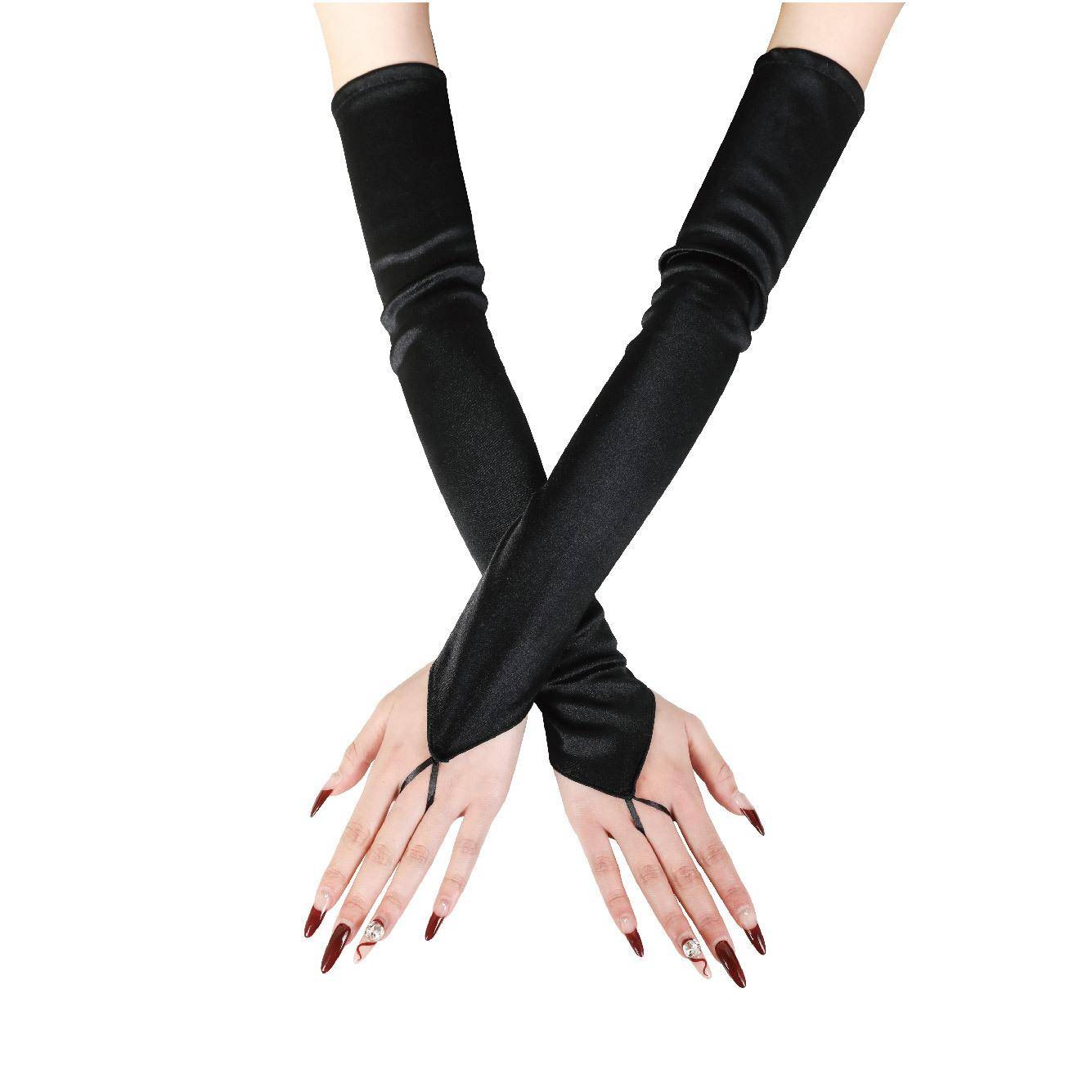 Retro European and American satin hook refers to gloves long nylon sexy wedding gloves cos performances performance etiquette gloves