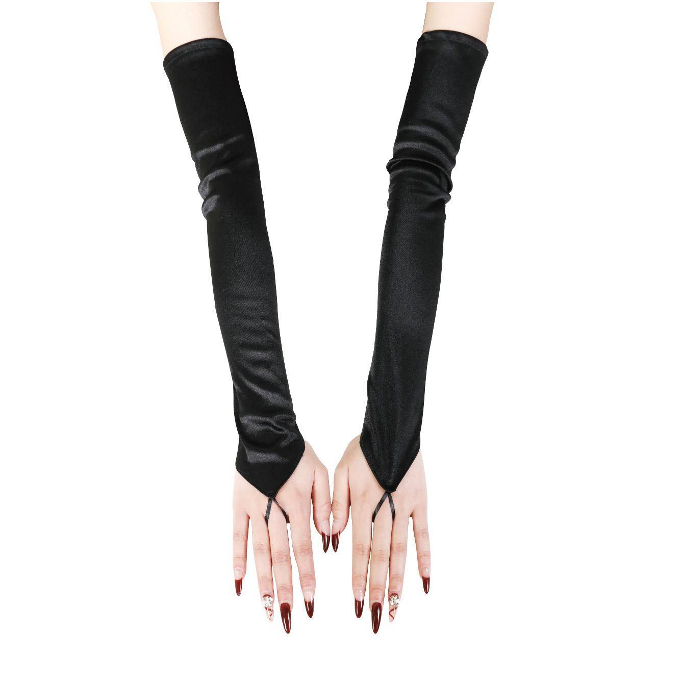 Retro European and American satin hook refers to gloves long nylon sexy wedding gloves cos performances performance etiquette gloves