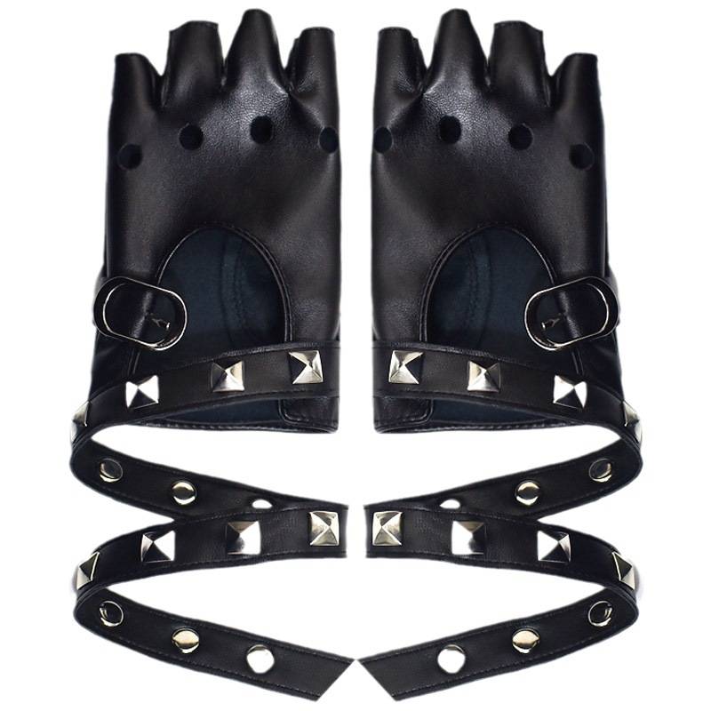 Lolita Cyberpunk Copper's banded rivet half refers to artificial leather gloves hot girl functions to show their cool personality