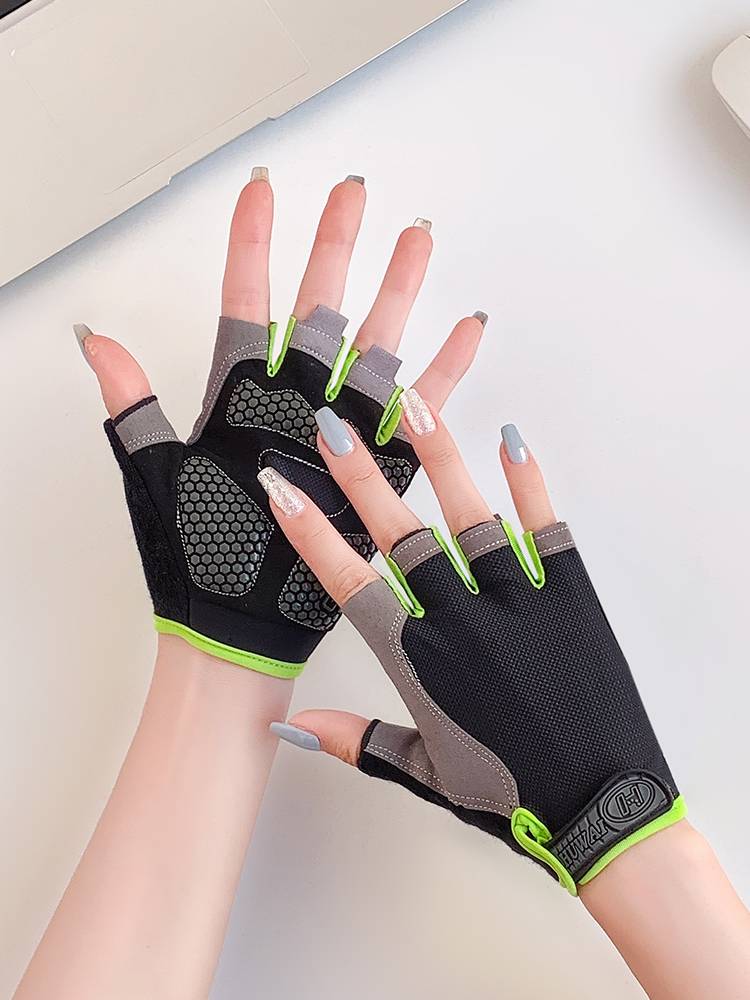 Semi -finger fitness gloves female anti -slip and anti -slip off -handed device training exercise riding band -lead body upper bar