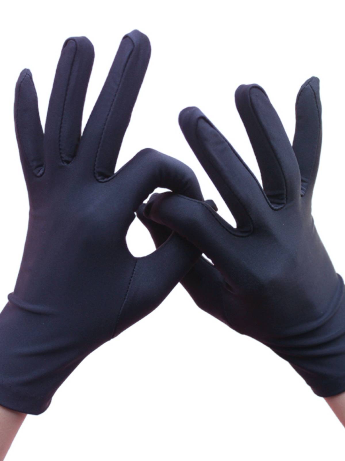 Men and women's high -end cabinet sister shopping jewelry etiquette black and white glove thin elastic air -breathable Laika spandex sunscreen