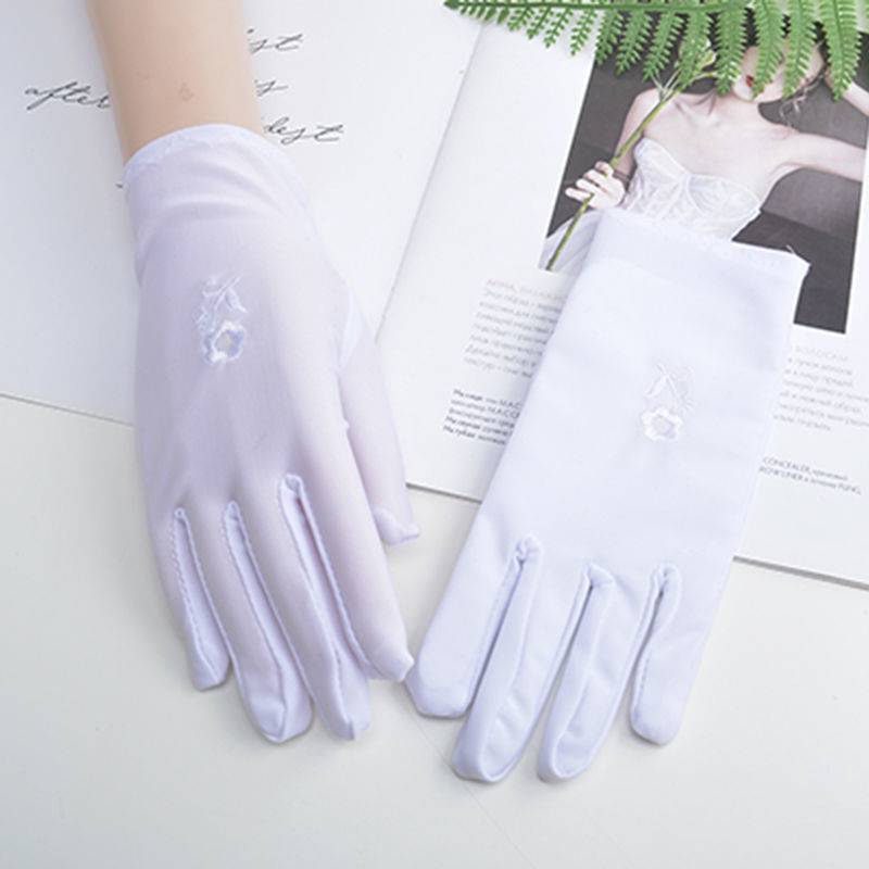 5 Double dressing summer thin sunscreen gloves female white etiquette jewelry and spandex gloves driving ladies gloves