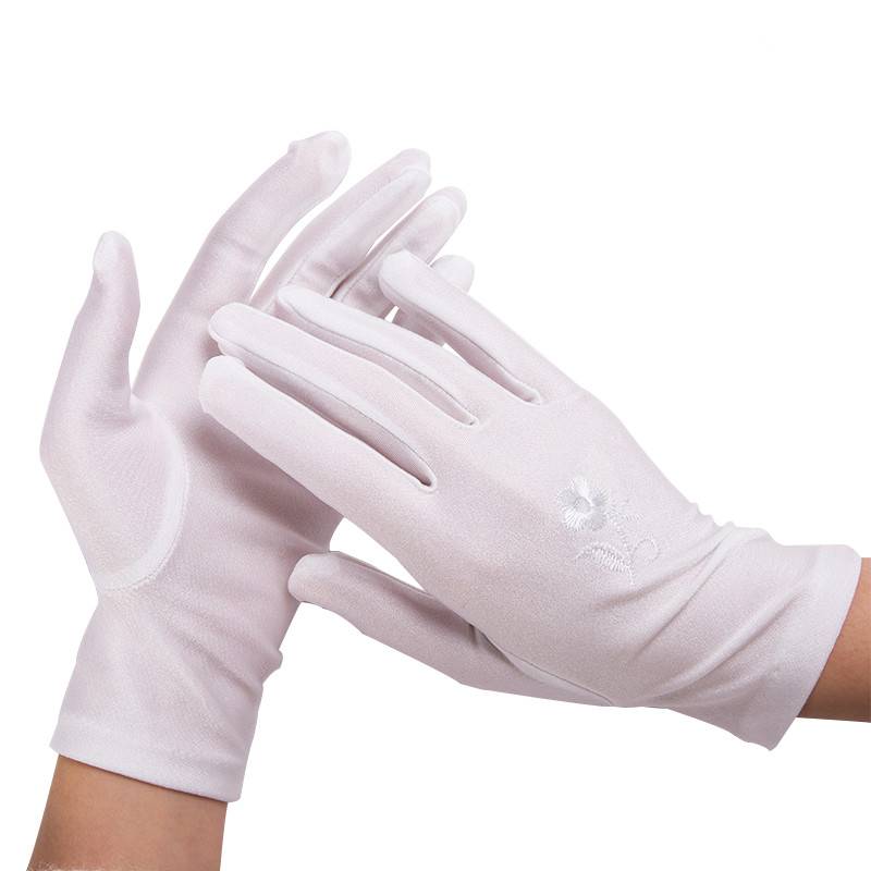 Spandex gloves spring and summer men and women white etiquette thin short elastic glove dance tight white glove jewelery gloves