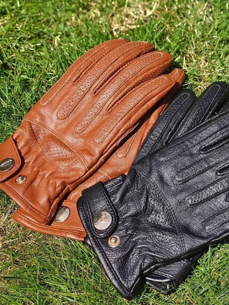 MR Motor Retro Sheepskin Locomotive Riding Net Eyes Breath Gloves Gloves Glores Leather Motorcycle Plel Warm Full Finger Set