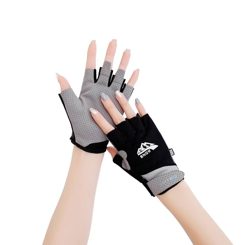 Sports gloves lady summer dumb bell single-barrying yoga training for smooth-through air thins to protect a half-finger