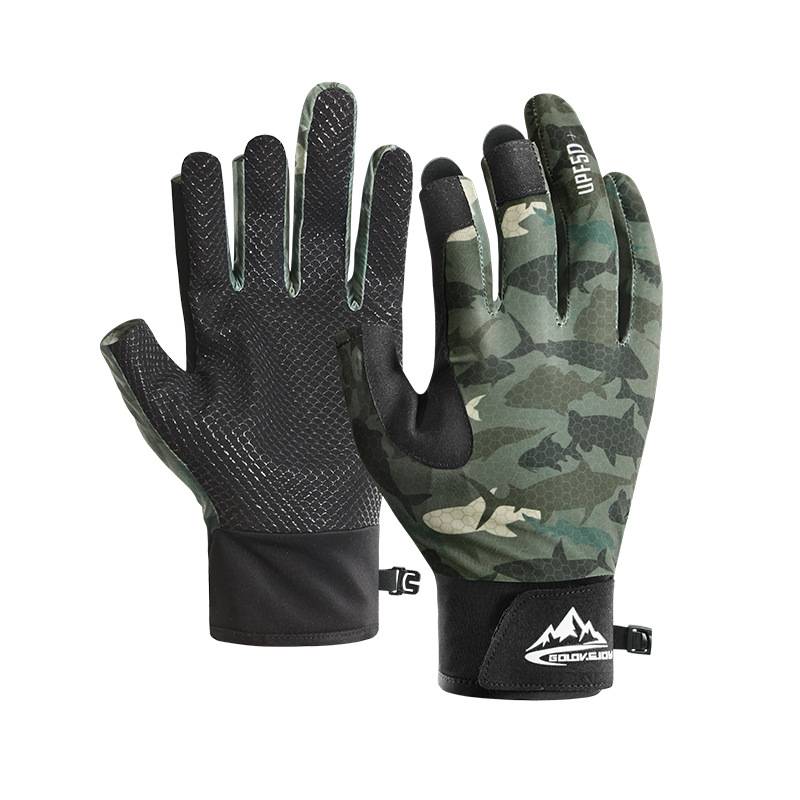 Summer new professional fishing gloves three -finger men's outdoor fishing non -slip and breathable ice silk sunscreen road sub -gloves