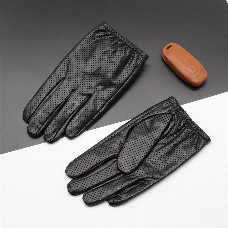 Sheepskin gloves men's spring and summer driving riding locomotive thin breathable driving Harley motorcycle touch screen leather gloves