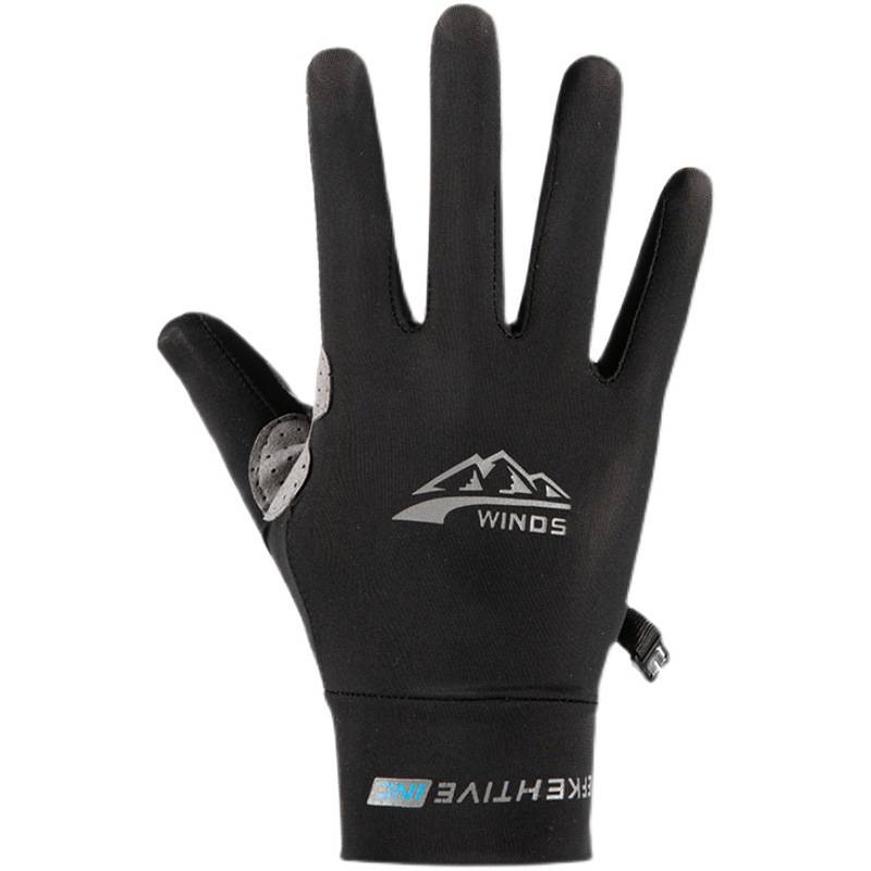 Adult men and women ice silk all -finger glove outdoor riding healthy body anti -slip screen golf bicycle sunscreen gloves