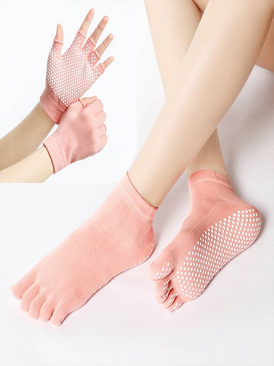 Prara to prevent sliding gloves semi -refers to the professional air yoga training, fitness, breathable, wear -resistant, sock socks,