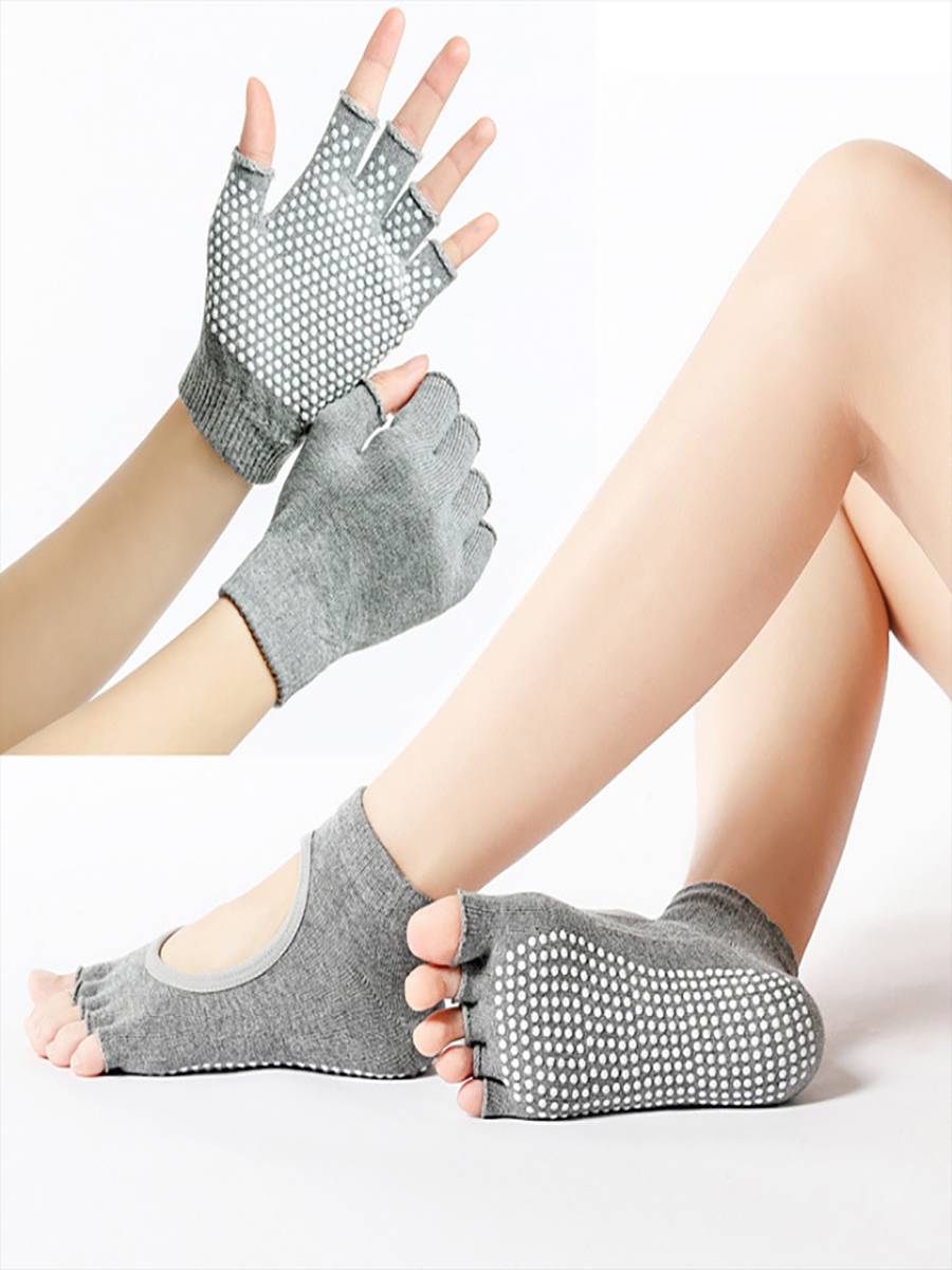 Prara to prevent sliding gloves semi -refers to the professional air yoga training, fitness, breathable, wear -resistant, sock socks,
