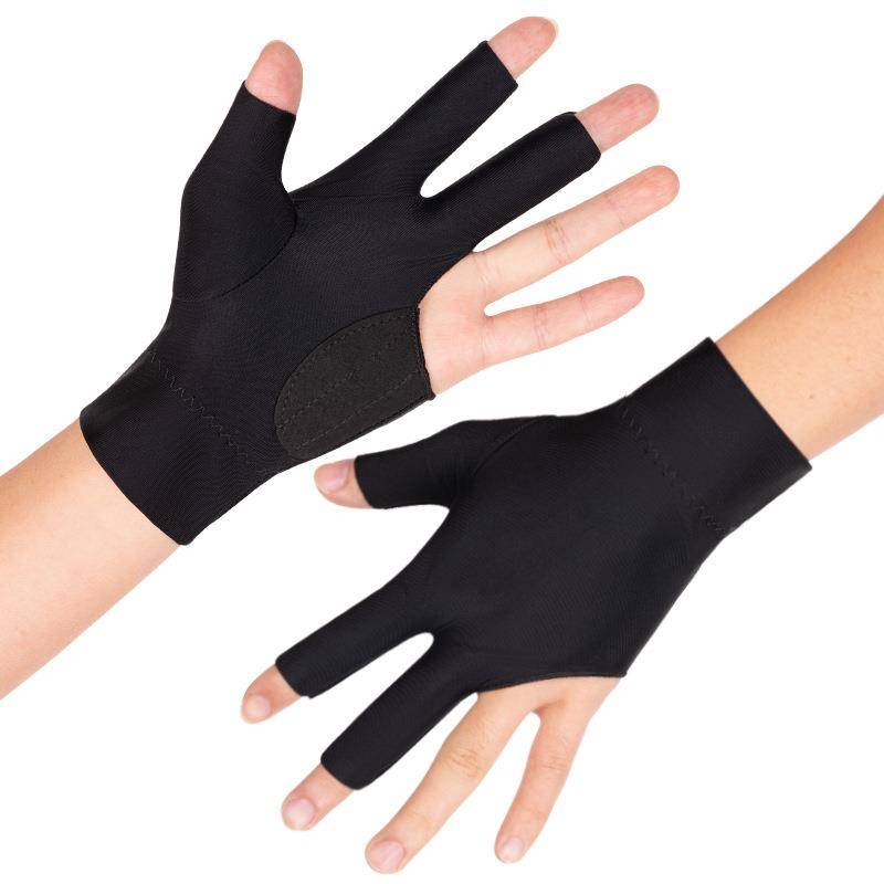 Billiards gloves Semi -finger thin -thick anti -slip three fingers elastic black men and women left and right desktop house club dedicated breathability