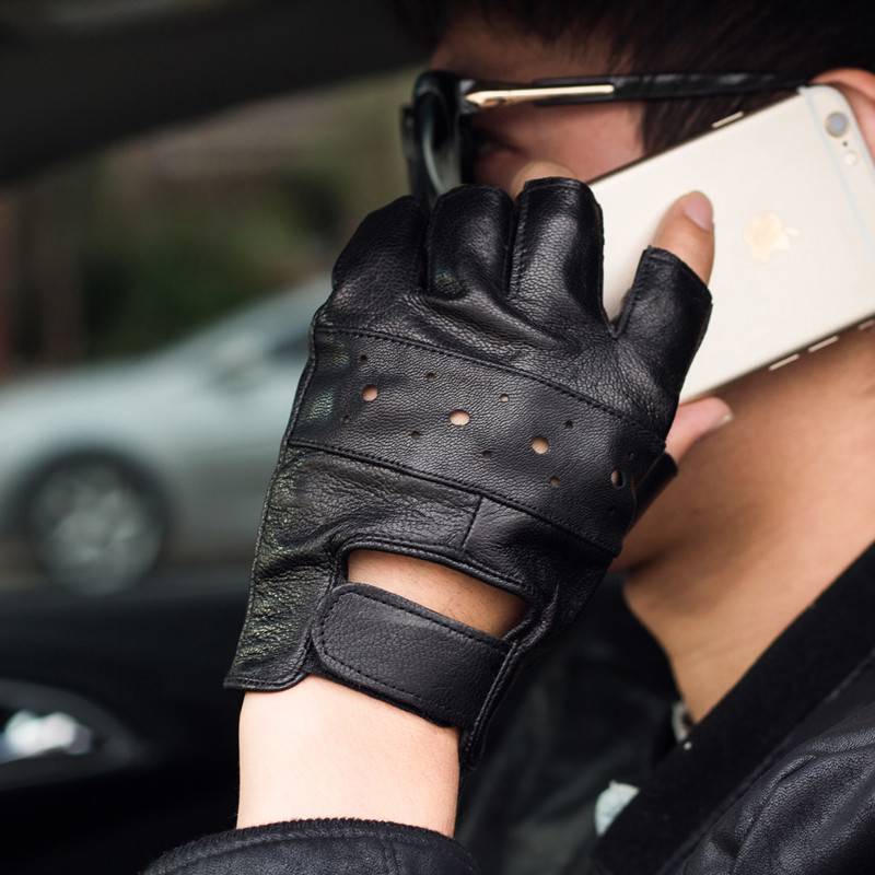 Male semi -finger interception of leather gloves driver driving special forces thin outdoor fitness mountaineering non -slip cycling tactics