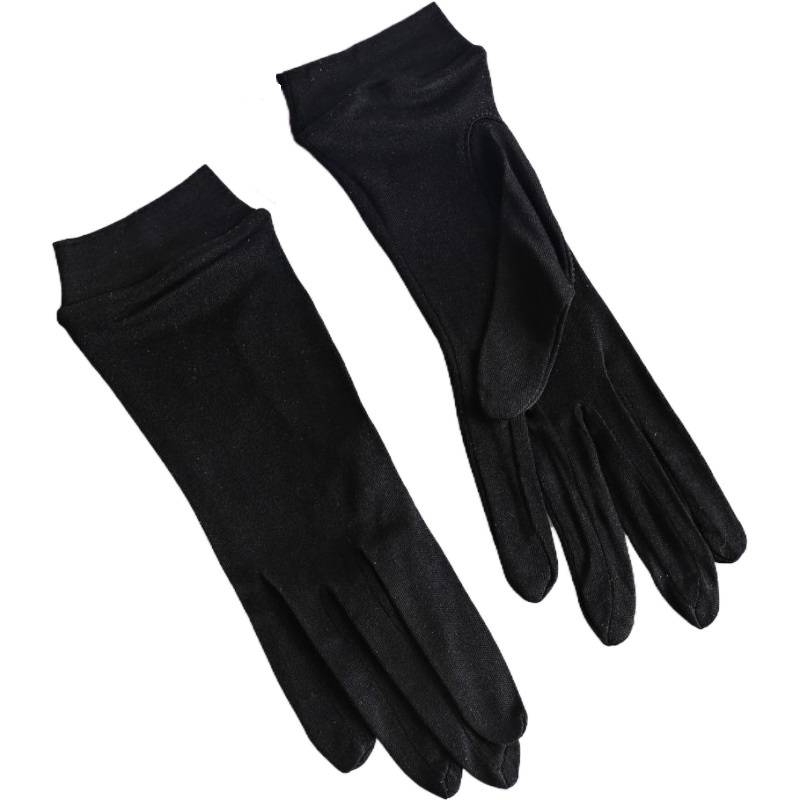 100%mulberry silk full finger sleeve sleeve sunscreen skin, sleep, anti -ultraviolet driving short real silk plate bead glove