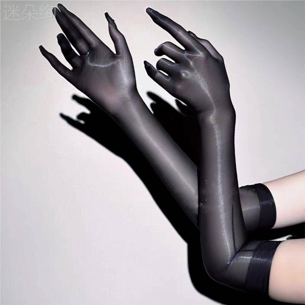Oil Guangma oil silk sliding glove silk skate -light pentagon, stockings bride couple ladies gloves playing plane hand socks