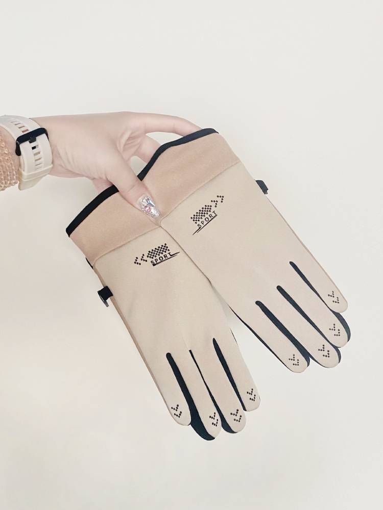 Gloves Female riding autumn and winter warm, cold, cold -proof wind -proof outdoor cycling electric car men's anti -splash water touch screen anti -slip
