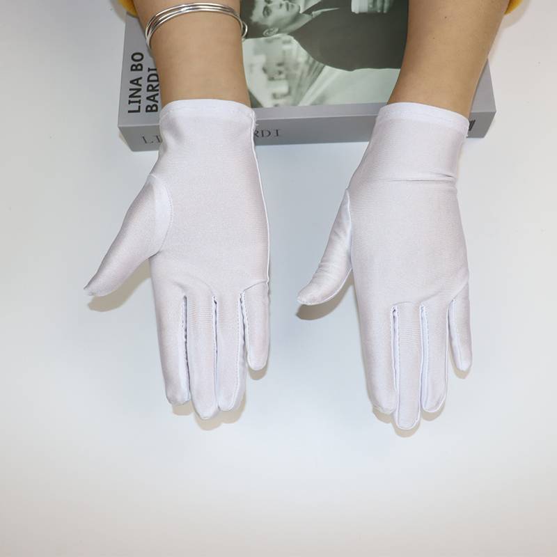 Spandex gloves spring and summer men and women white etiquette thin short elastic glove dance tight black gloves autumn gloves