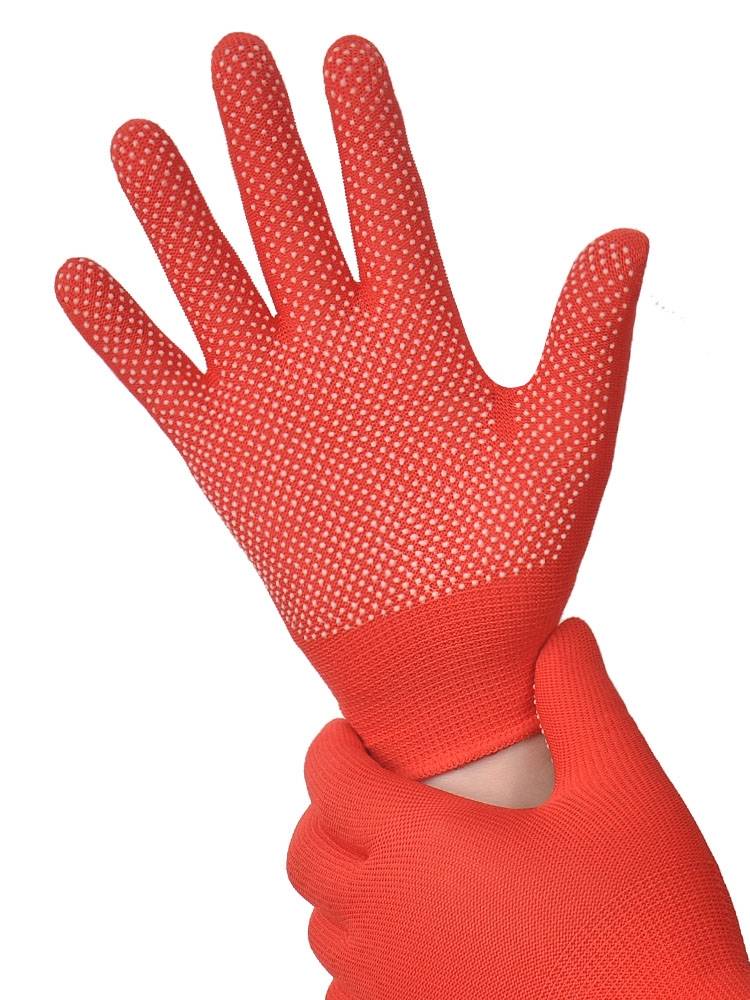 Plastic red glove spring summer and winter winter men's and women's etiquette thin events dance, non -slip, abrasion, wear, drum, drum, full finger