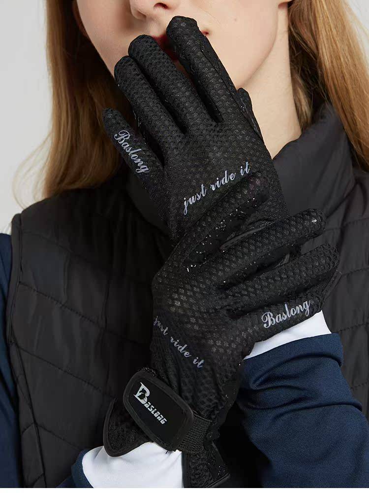 Summer thin children's equestrian equipment, silicone granules, non -slip and breathable equestrian gloves female adult ride glove men