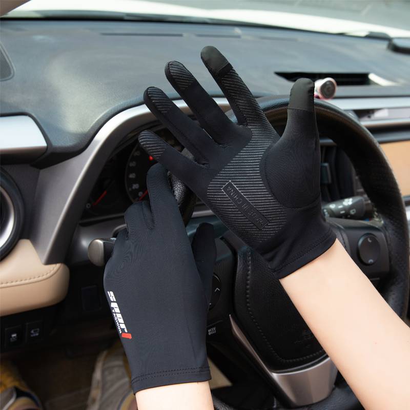 A cyclist's gloves guy in summer with a thin suntan and a skater's twirl