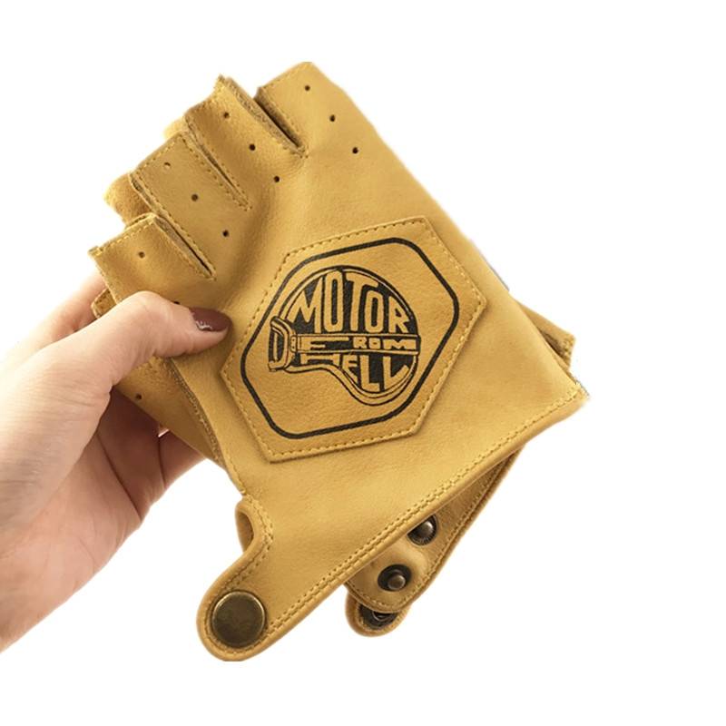 Motorcycle retro semi -finger glove outdoor sports ride fitness locomotive leather men's casual gloves