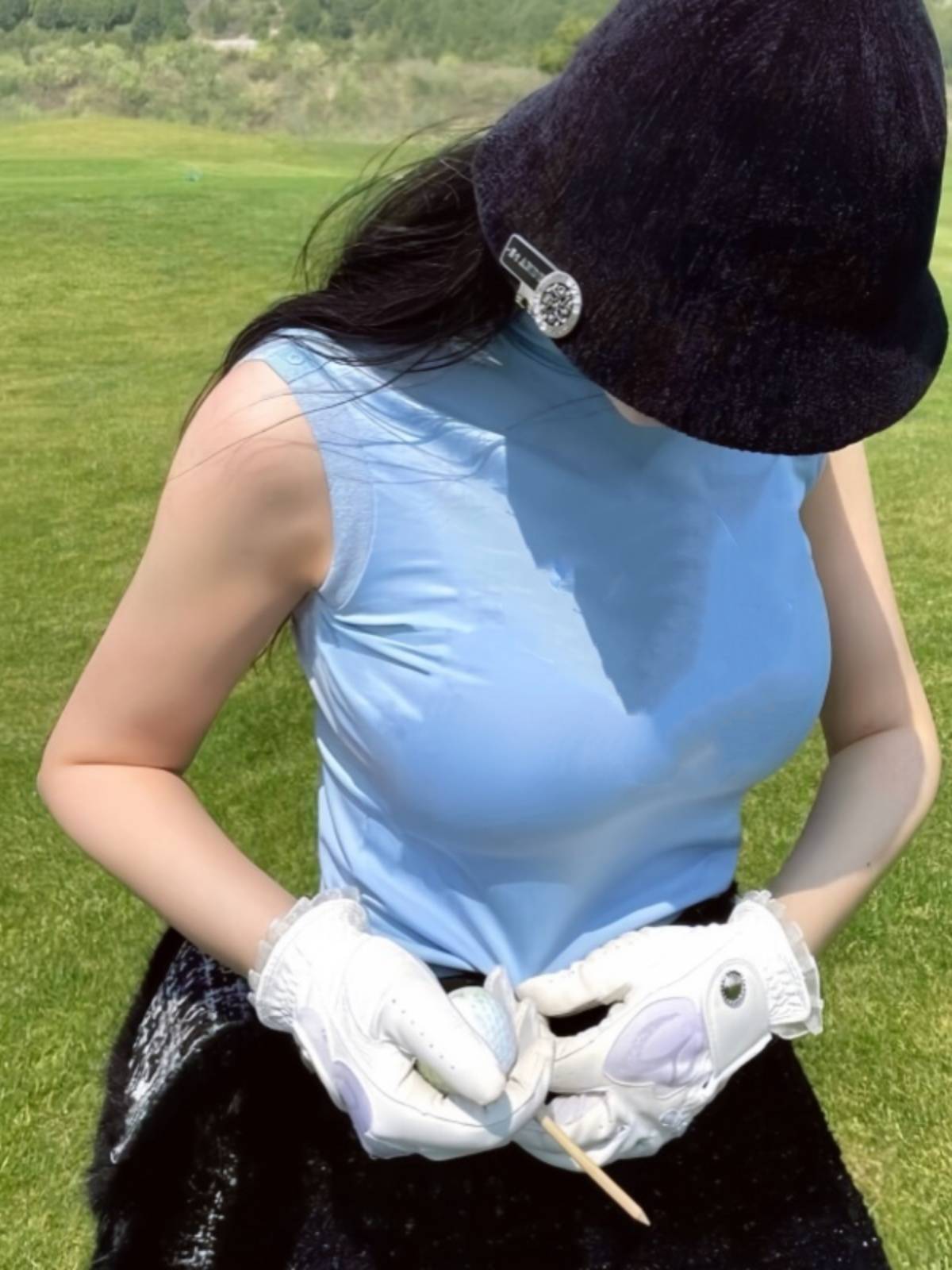 korean golf ms. spring and autumn gloves sliding air resilient to skinned golf sunscreen double fingers