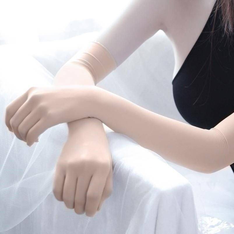 Stockings gloves new product ultra -thin five -finger seamless anti -hook silk long transparent etiquette glove sunshine white silk glove