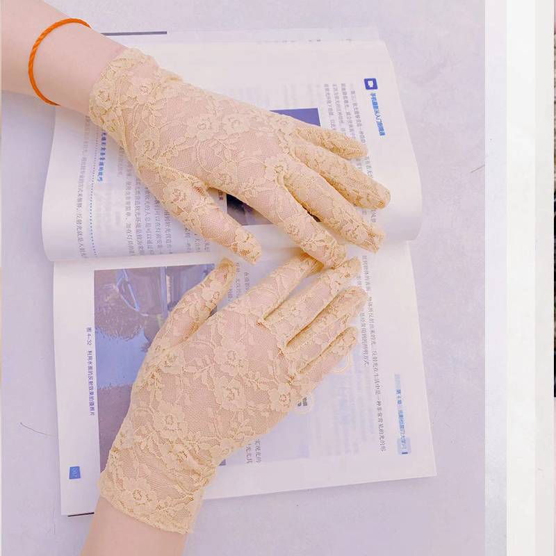 Summer lace sunscreen gloves female thin short driver driving wedding bride bride etiquette sex sex, black gloves