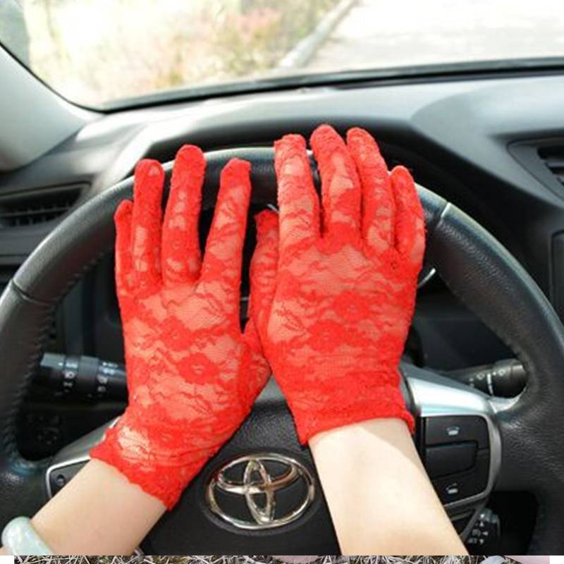 Summer lace sunscreen gloves female thin short driver driving wedding bride bride etiquette sex sex, black gloves