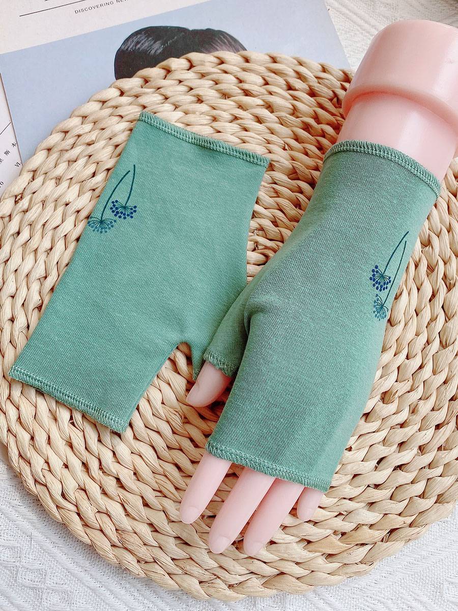 Golita spring and summer female pure cotton sweat -absorbing and breathable touch screen exposure semi -finger sunscreen glove writing driving air conditioner protection