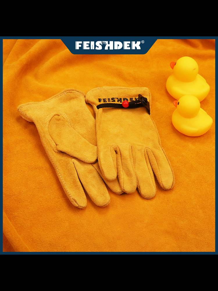 FeishDek Children's outdoor gloves riding protective gloves bicycle sheepskin sports winter thin