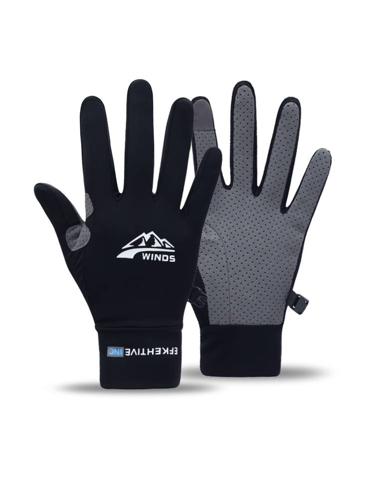 Ice silk gloves female summer thin air -breathable sunscreen men's touch screen driving anti -slip outdoor riding speed dry anti -slip semi -finger