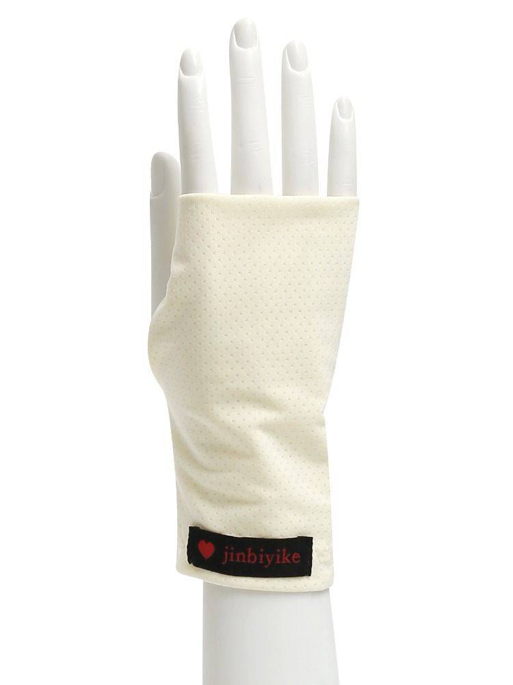 Summer semi -finger gloves sunscreen thin ice silk male dew fingers female driving riding half -cut touch screen breathable scar tattoo