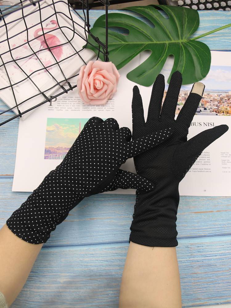 Driving sunscreen gloves female thin -cut anti -ultraviolet ladies riding summer sleeve sleeve anti -slip cycling touch screen full cotton