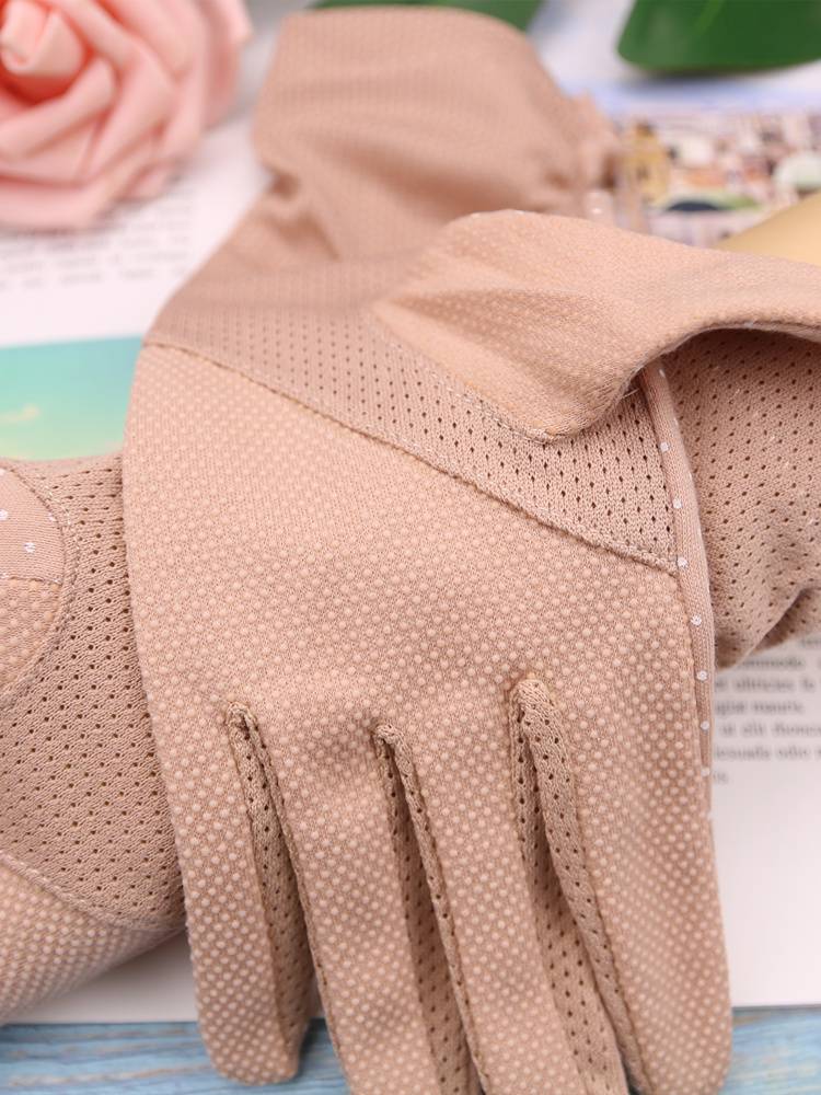 Driving sunscreen gloves female thin -cut anti -ultraviolet ladies riding summer sleeve sleeve anti -slip cycling touch screen full cotton