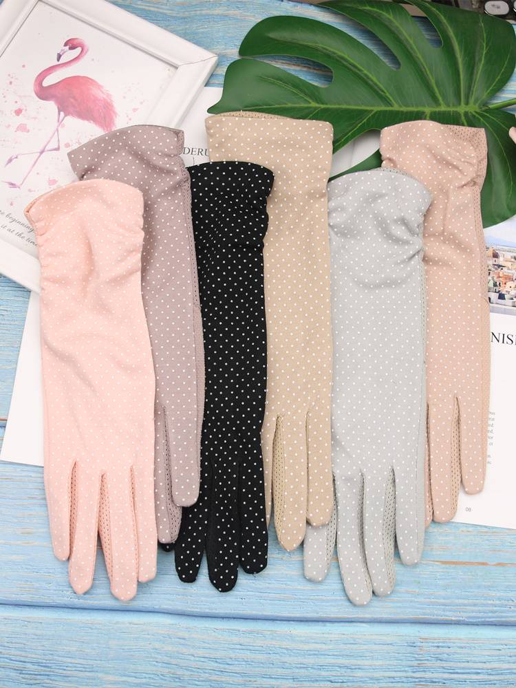 Driving sunscreen gloves female thin -cut anti -ultraviolet ladies riding summer sleeve sleeve anti -slip cycling touch screen full cotton